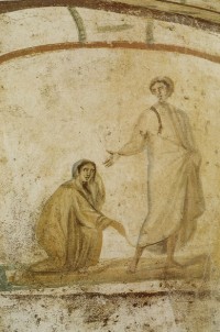 Fresco in de catacombe van Sint-Petrus en Sint-Marcellinus
