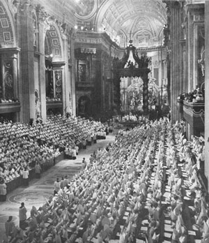 De plechtige opening van het Tweede Vaticaans Concilie op 11 oktober 1962.