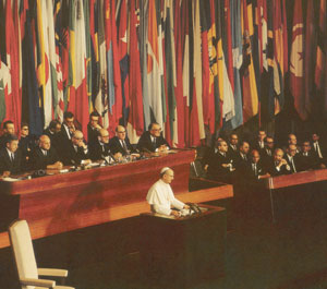 Paus Paulus VI sprak de Algemene vergadering van de Verenigde Naties in New York