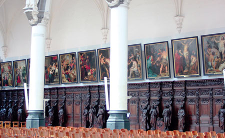 De reeks van 15 schilderijen die de mysteries van de Rozenkrans  in de Antwerpse Sint-Pauluskerk.