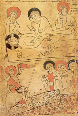 Miniatuur van het Pray-manuscript