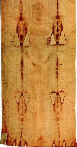 Afdruk van de voorzijde van het lichaam van Jezus op de Lijkwade.
