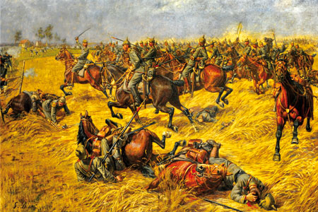 De stormloop van het 17de dragonderregiment door de velden van Halen wordt afgeslagen door de Belgische verdedigers. 