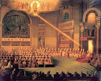 Het Eerste Vaticaans Concilie (1868-1870), waarop de pauselijke onfeilbaarheid werd afgekondigd.