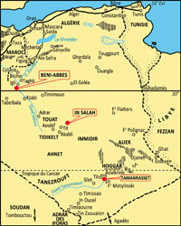 Landkaart van de Sahara.