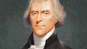 Thomas Jefferson (1743-1826), derde president van de VS en geestelijke vader van de Amerikaanse Onafhankelijkheidsverklaring (1776).