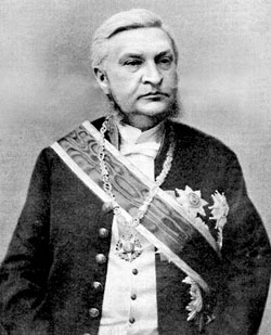 De katholieke politicus August Beernaert ( 1829-1912 ), tien jaar lang eerste-minister onder Leopold II. 