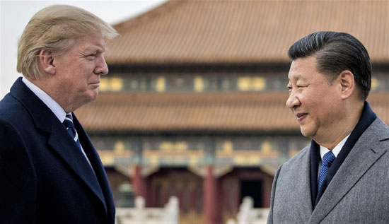 Donald Trump en Xi Jinping in Beijings Verboden Stad (8 november 2017).