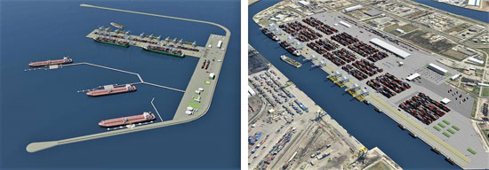 «VOOPS», de gloednieuwe haven van Venetië gepland door Italië en China in het kader van de maritieme zijderoute.