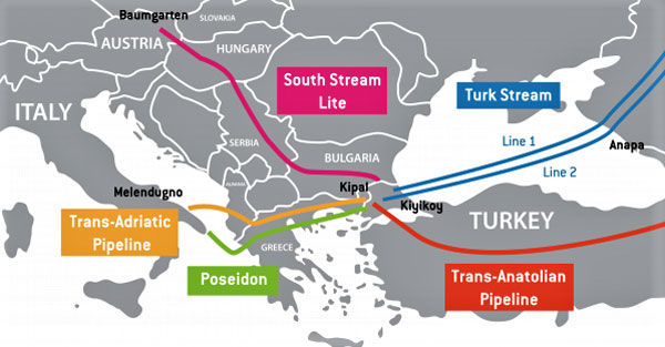 Het project TurkStream voorziet in de aanleg van twee aardgaspijpleidingen onder de Zwarte Zee. Orbán pleit voor het doortrekken van één leiding tot in Oostenrijk, om Hongarije te bevoorraden.