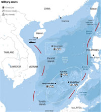 China breidt voortdurend zijn macht over de Zuid-Chinese zee uit.