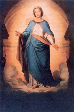Als dankbetuiging aan de Onbevlekte Ontvangenis die aan hem verschenen was in Rome op 20 januari 1842 liet Alphonse Ratisbonne dit schilderij vervaardigen. Het werd nog dat­zelfde jaar opgehangen in de Parijse kerk Notre-Dame-des-Victoires, de plaats waar Alphonse op vraag van pastoor des Genettes het verslag van zijn miraculeuze bekering neerschreef, en waar zijn broer Théodore onderpastoor was. Het schilderij werd later overgebracht naar de rue du Bac.
