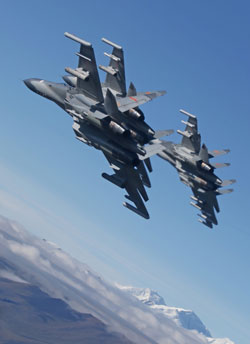 Chinese straaljagers Shenyang J-11, gefabriceerd met Russische technologie.